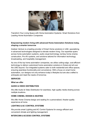 Transform Your Living Space with Home Automation Systems.