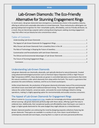 Lab-Grown Diamonds Eco-Friendly Alternative for Engagement Rings