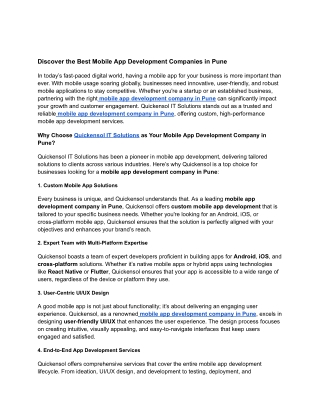 Discover the Best Mobile App Development Companies in Pune