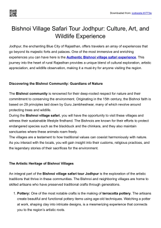 Bishnoi Village Safari Tour Jodhpur: Culture, Art, and Wildlife Experience