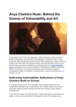Anya Chalotra Nude_ Behind the Scenes of Vulnerability and Art