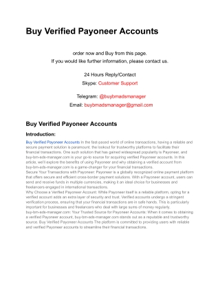 Buy Verified Payoneer Accounts