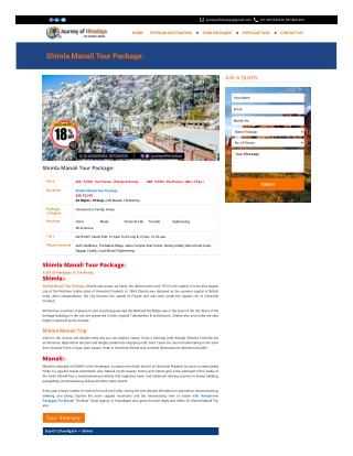 Shimla Manali Tour package New