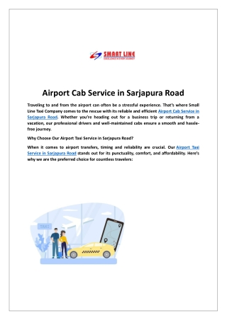 Airport Cab Service in Sarjapura Road