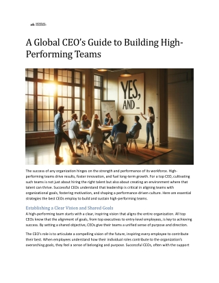 A Global CEO’s Guide to Building High-Performing Teams