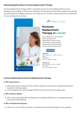 Debunking Myths About Hormone Replacement Therapy