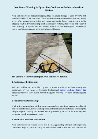 How Power Washing in Oyster Bay Can Remove Stubborn Mold and Mildew