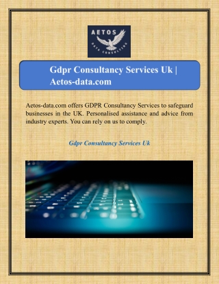 Gdpr Consultancy Services Uk | Aetos-data.com