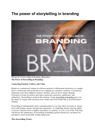 The power of storytelling in branding