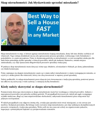 Skup nieruchomości: Jak błyskawicznie sprzedać mieszkanie?