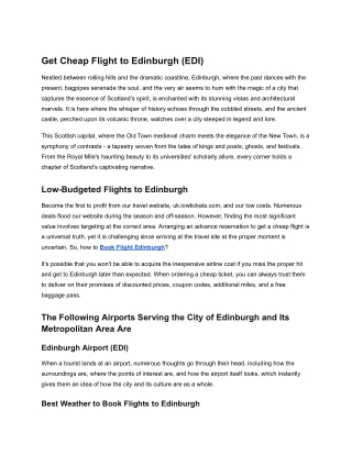 Get Cheap Flight to Edinburgh