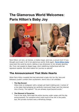 The Glamorous World Welcomes: Paris Hilton’s Baby Joy