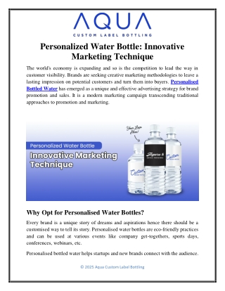 Personalized Water Bottle: Innovative Marketing Technique