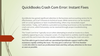 QuickBooks Crash Com Error When Sending Emails – Troubleshoot Now