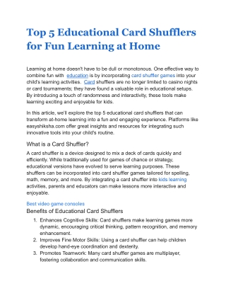 Top 5 Educational Card Shufflers for Fun Learning at Home
