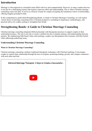Strengthening Bonds: A Guide to Christian Marriage Counseling