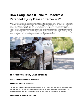 How Long Does It Take to Resolve a Personal Injury Case in Temecula