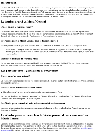Le rôle des parcs naturels dans le développement du tourisme rural en Massif Cen