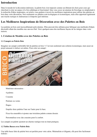 Les Meilleures Inspirations de Décoration avec des Palettes en Bois