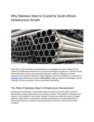 Why Stainless Steel Is Crucial for South Africa's Infrastructure Growth