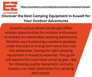 Top-Quality Camping Equipment in Kuwait | Ezoutdoor
