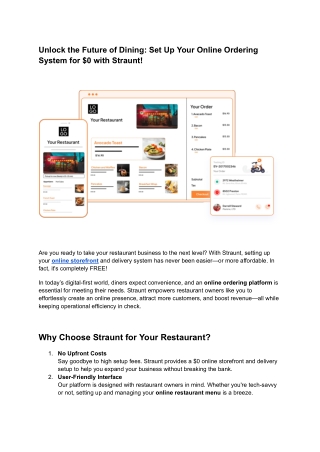 Unlock the Future of Dining_ Set Up Your Online Ordering System for $0 with Straunt!