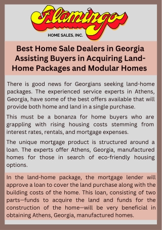 Best Home Sale Dealers in Georgia Assisting Buyers in Acquiring Land-Home
