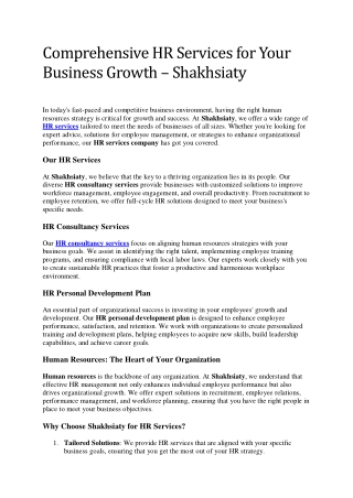 Comprehensive HR Services for Your Business Growth