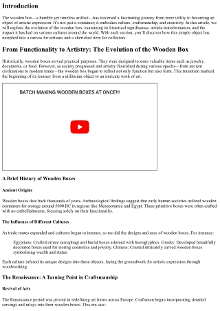 “From Functionality to Artistry: The Evolution of the Wooden Box”
