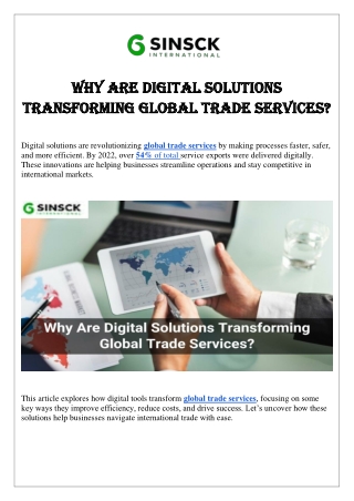 Why Are Digital Solutions Transforming Global Trade Services
