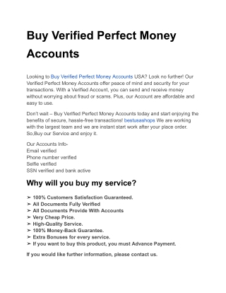 Buy Verified Perfect Money Accounts