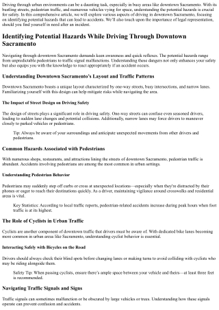 Identifying Potential Hazards While Driving Through Downtown Sacramento