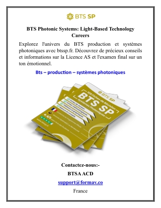 BTS Photonic Systems Light-Based Technology Careers