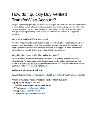 How do I quickly Buy Verified TransferWise Account