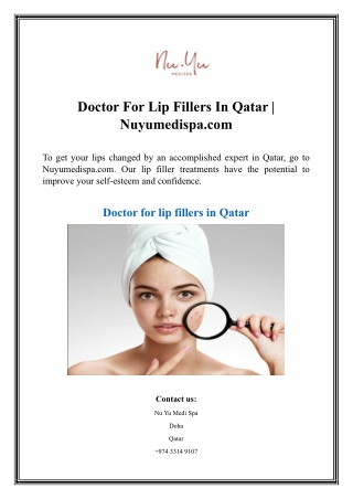 Doctor For Lip Fillers In Qatar  Nuyumedispa.com