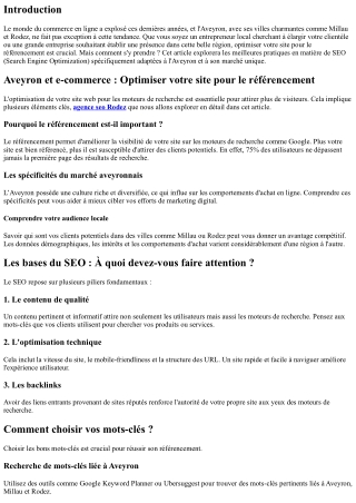 Aveyron et e-commerce : Optimiser votre site pour le référencement
