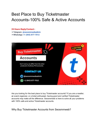 One Of The Best Website To Buy Ticketmaster Accounts