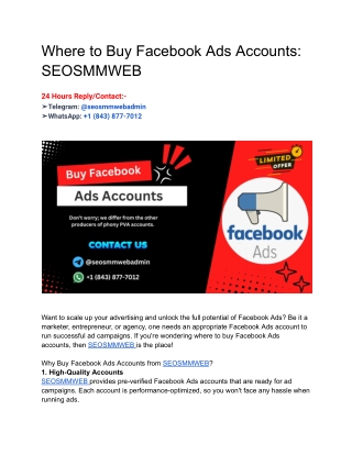 One Of The Best Website Buy Facebook Ads Accounts