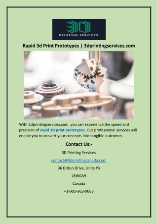 Rapid 3d Print Prototypes  3dprintingservices.com