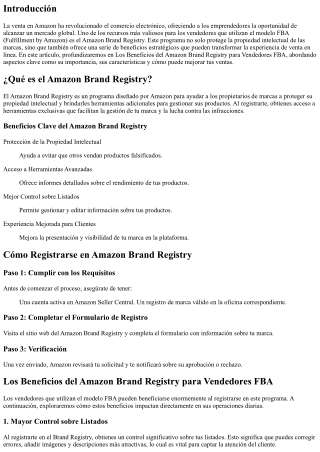 Los Beneficios del Amazon Brand Registry para Vendedores FBA