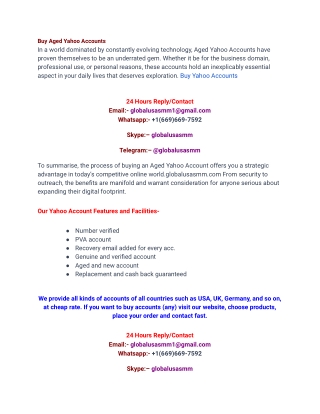 Buy Yahoo Accounts - 100% PVA & Safe Accounts of US,UK,CA