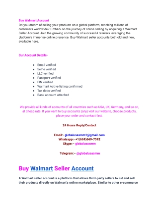 Buy Walmart Seller Account - 100% Safe & Marketplace Full Verified Acc