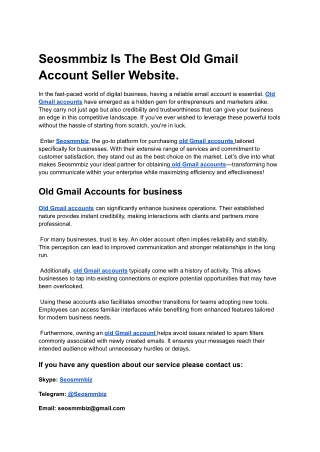 Buy Old Gmail Accounts Are Very Important For A Business
