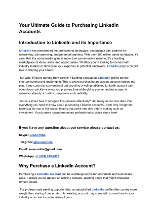 Buy LinkedIn Accounts Are Very Important For A Business