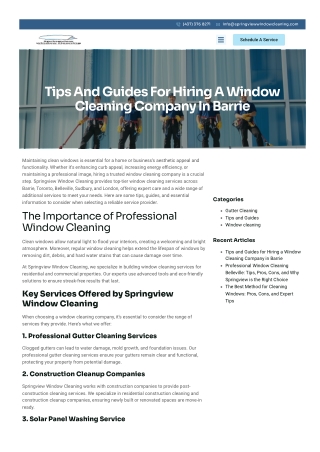 Tips and Guides for Hiring a Window Cleaning Company in Barrie