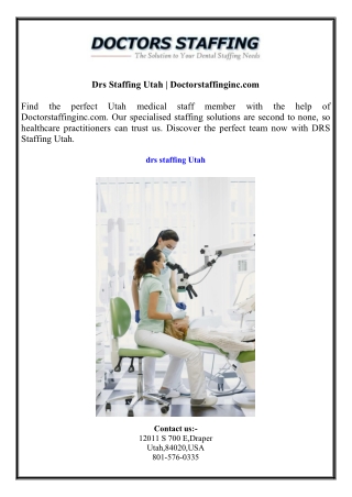 Drs Staffing Utah  Doctorstaffinginc.com
