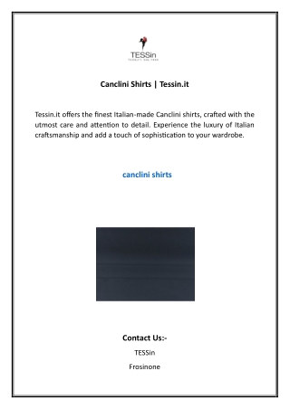 Canclini Shirts  Tessin.it