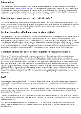 La carte de visite digitale : un outil pratique pour les entrepreneurs en voyage