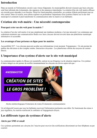 L'importance d'un système d'alerte sur le site web municipal.