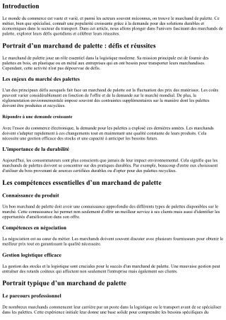 Portrait d’un marchand de palette : défis et réussites